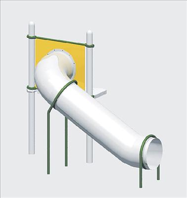 -4-03 Tube Chute, Curved, Stainless Steel, 23