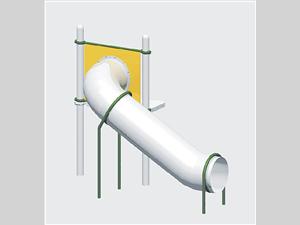 -4-03 Tube Chute, Curved, Stainless Steel, 23