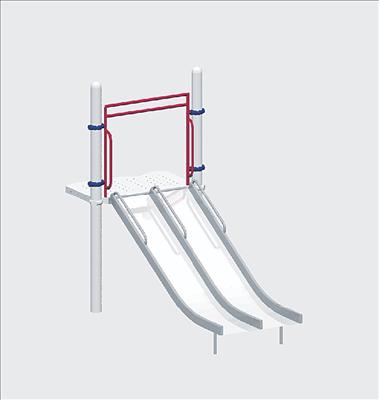 1643-4-53 Wide Chute with Center Rail, Stainless Steel