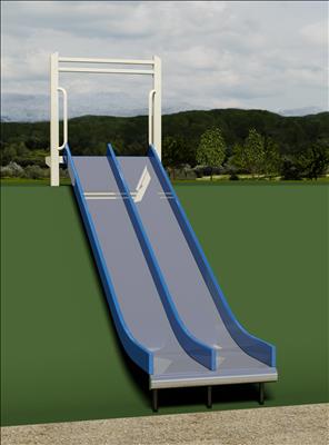 1643-62-EMB Wide Embankment Chute with Center Rail 