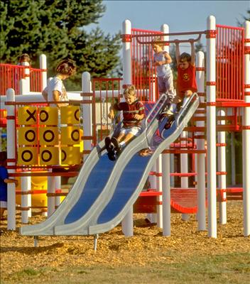 1644-6-53 Wide Wave Chute with Center Rail, Stainless Steel