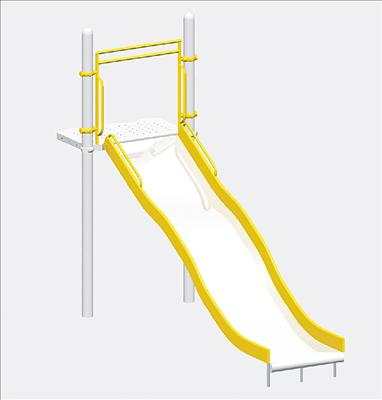 1644-6-54 Wide Wave Chute, Stainless Steel with 6
