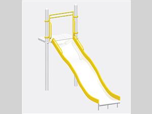 1644-6-54 Wide Wave Chute, Stainless Steel with 6