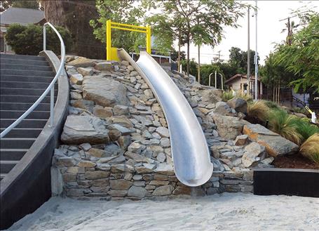 1636-93-01-EMB Embankment Curved Slide Chute,  Stainless Steel